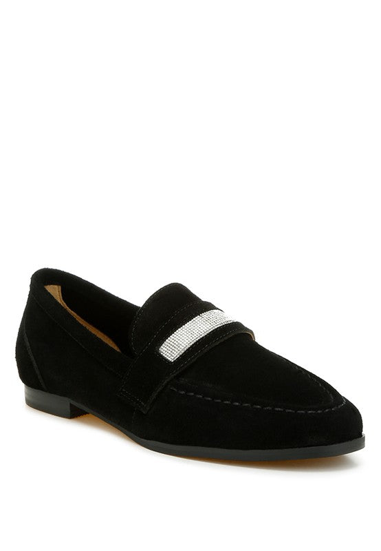 New Ode Rhinestone Penny Strap Loafers Loafers - Tigbul's Variety Fashion Shop