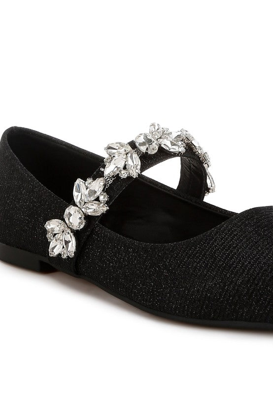 Flavia Diamante Brooch Glitter Ballerinas - Tigbul's Variety Fashion Shop