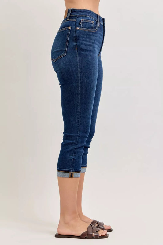 Judy Blue High Waist Capri Jeans with Single Cuff - Tigbul's Variety Fashion Shop