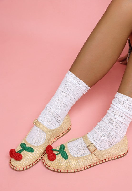 Brunch Date Cherry Accent Mary Jane Flats - Tigbul's Variety Fashion Shop