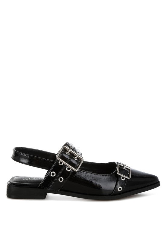 Betula Eyelets & Buckle Detail Flats - Tigbul's Variety Fashion Shop