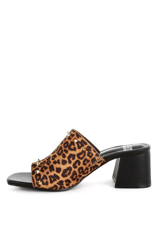 Edama Leopard Print Studded Slip Ons - Tigbul's Variety Fashion Shop