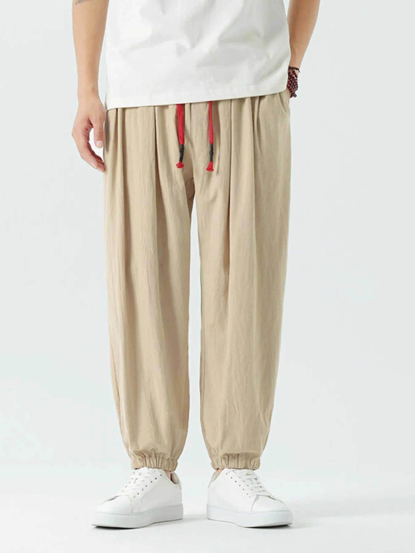 Men's Drawstring Wide Leg Relaxed Fit Pants - Tigbul's Variety Fashion Shop