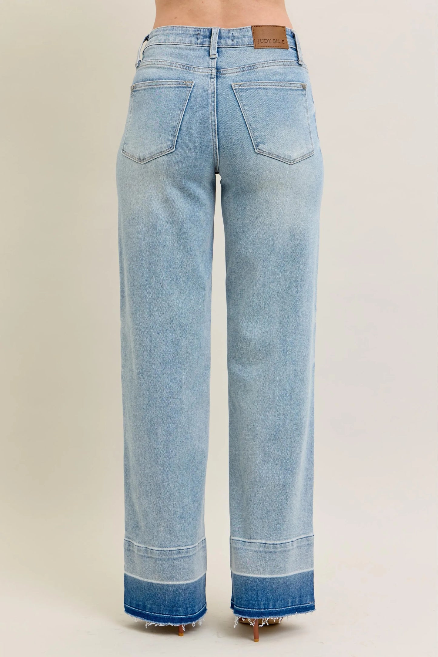 Judy Blue Full Size Mr Release Hem Wide Leg Jeans Plus Size - Tigbul's Variety Fashion Shop