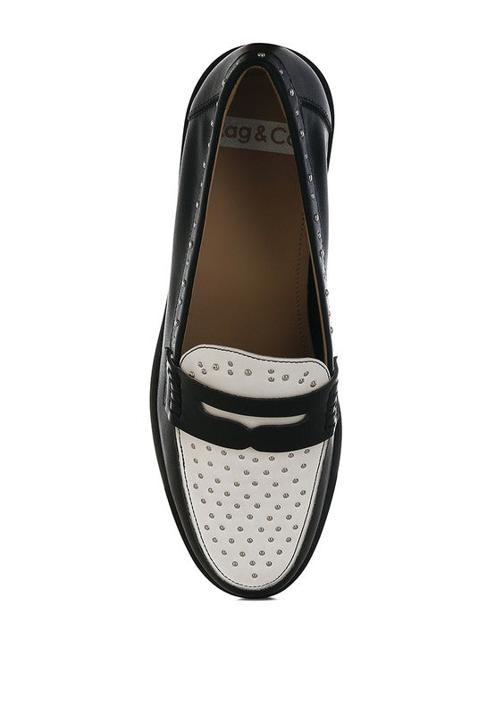 Raisa Stud Embellished Penny Loafers - Tigbul's Variety Fashion Shop