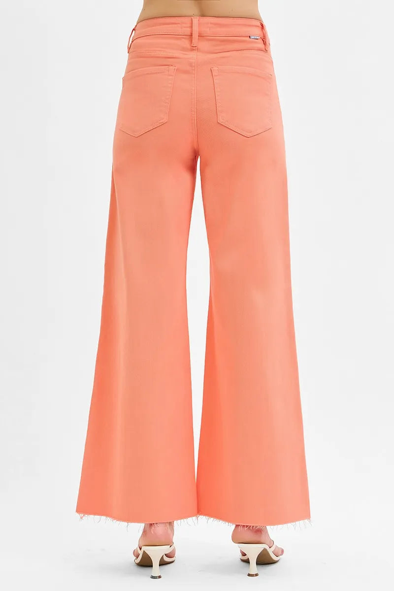 RISEN Full Size Tummy Control High Rise Wide Leg Palazzo Jeans Plus Size - Tigbul's Variety Fashion Shop