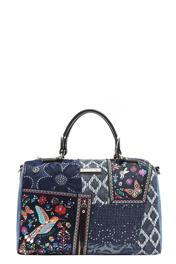 Nicole Lee USA Bosque De Amor Denim Boston Bag - Tigbul's Variety Fashion Shop