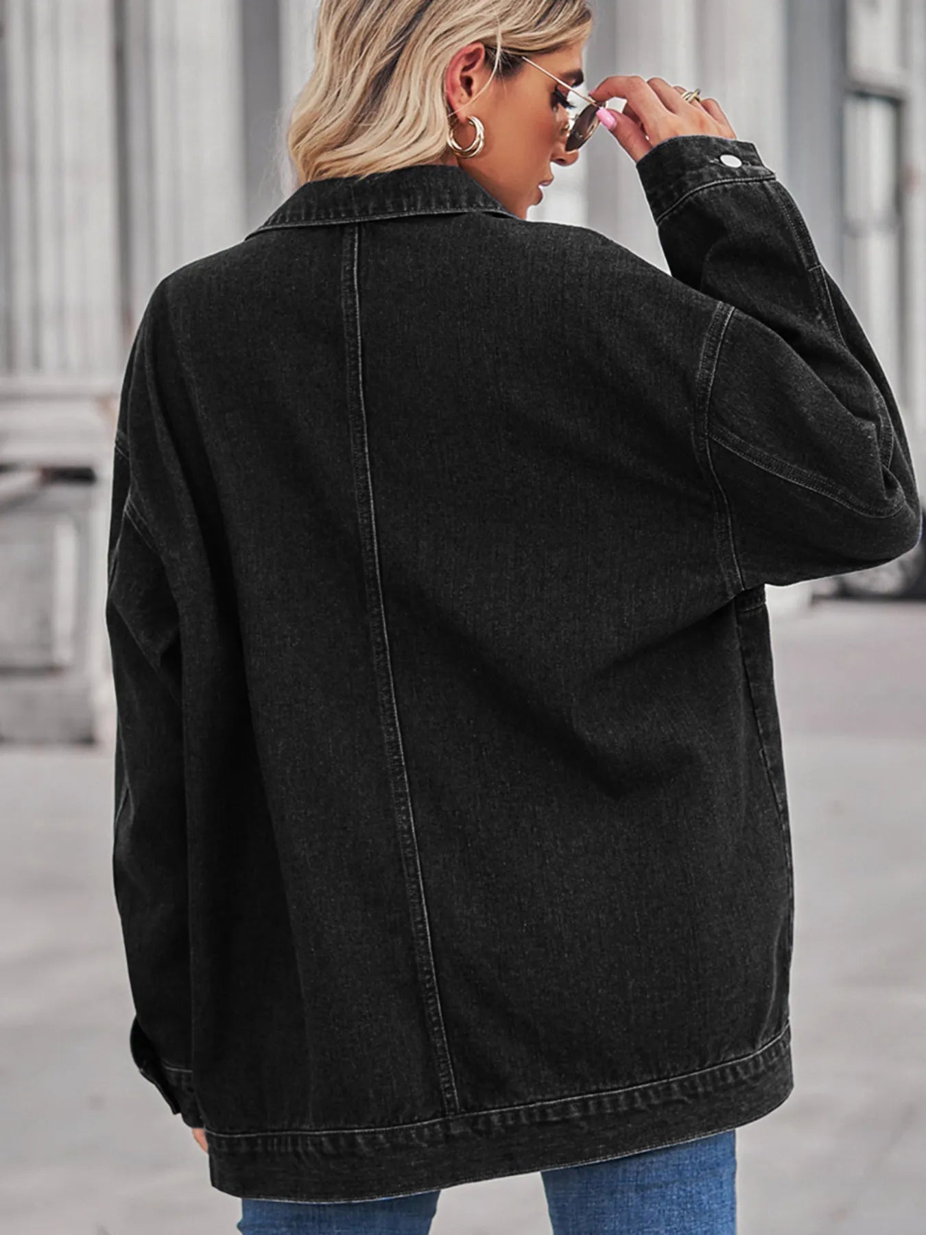 Button Up Long Sleeve Denim Jacket - Tigbul's Variety Fashion Shop