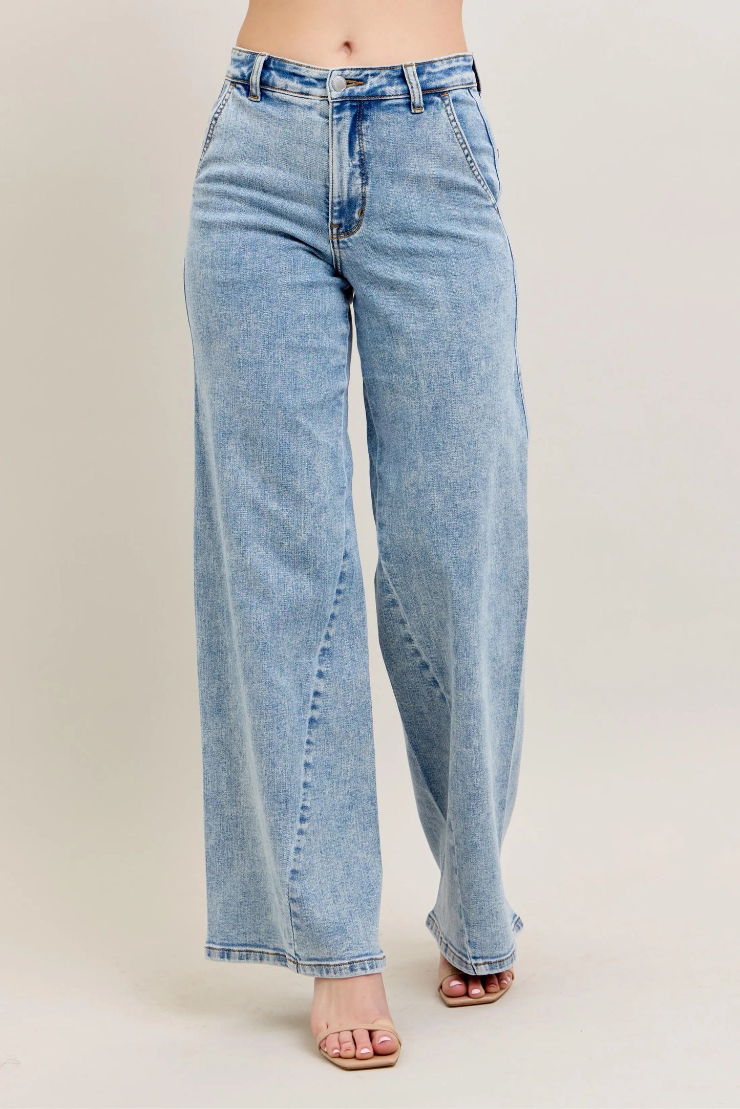 Judy Blue Full Size High Waist Wide Leg Jeans with Skewed Inseam Plus Size - Tigbul's Variety Fashion Shop
