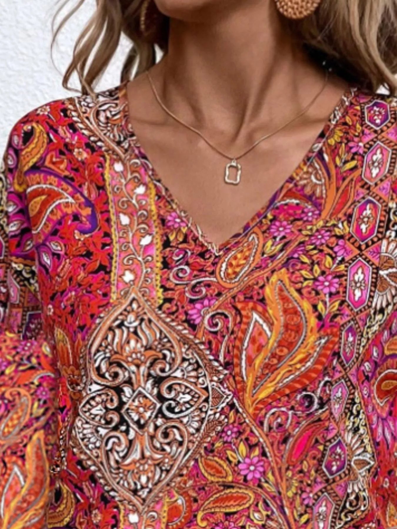 Paisley Print Long Sleeve Blouse - Tigbul's Variety Fashion Shop
