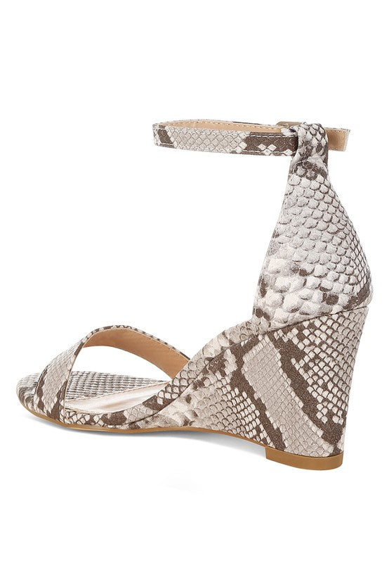 Kodor Snake Print Slim Wedge Heel Sandals - Tigbul's Variety Fashion Shop