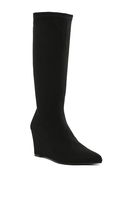 Tulsha Microfiber Wedge Heel Boots - Tigbul's Variety Fashion Shop