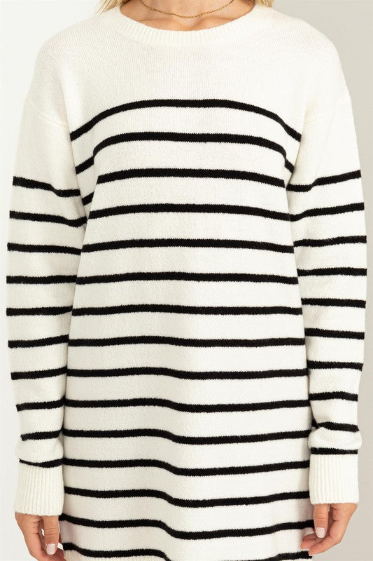Casually Chic Striped Sweater Dress - Tigbul's Variety Fashion Shop