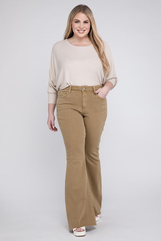 Plus Size High Rise Super Flare Jeans - Tigbul's Variety Fashion Shop