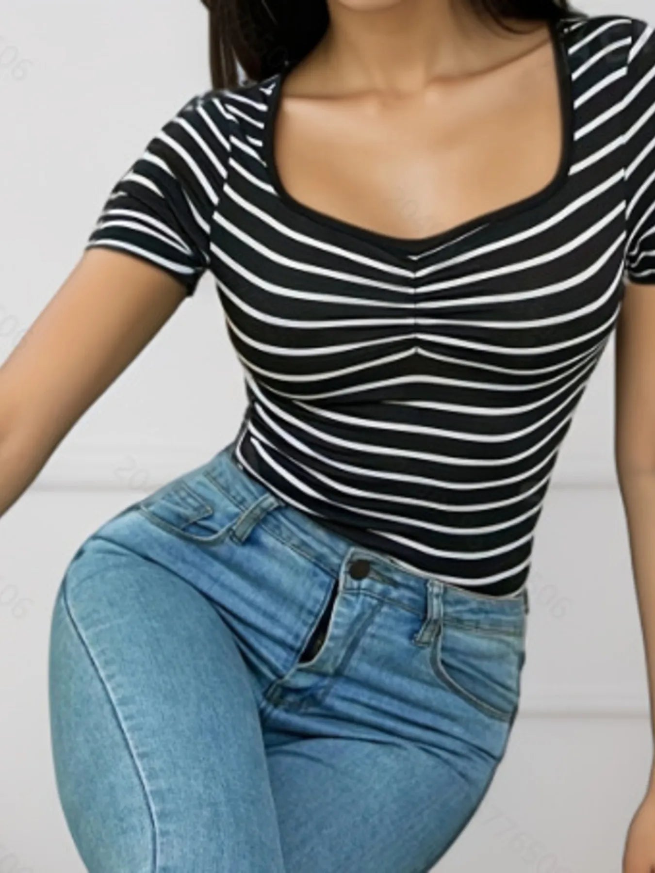 Striped Short Sleeve T-Shirt - Tigbul's Variety Fashion Shop