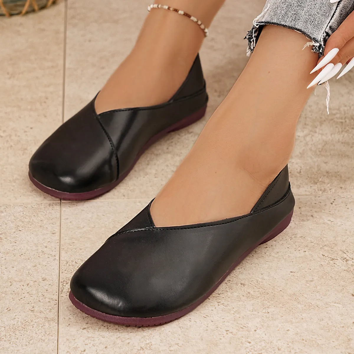 Round Toe Flats Slip-Ons - Tigbul's Variety Fashion Shop