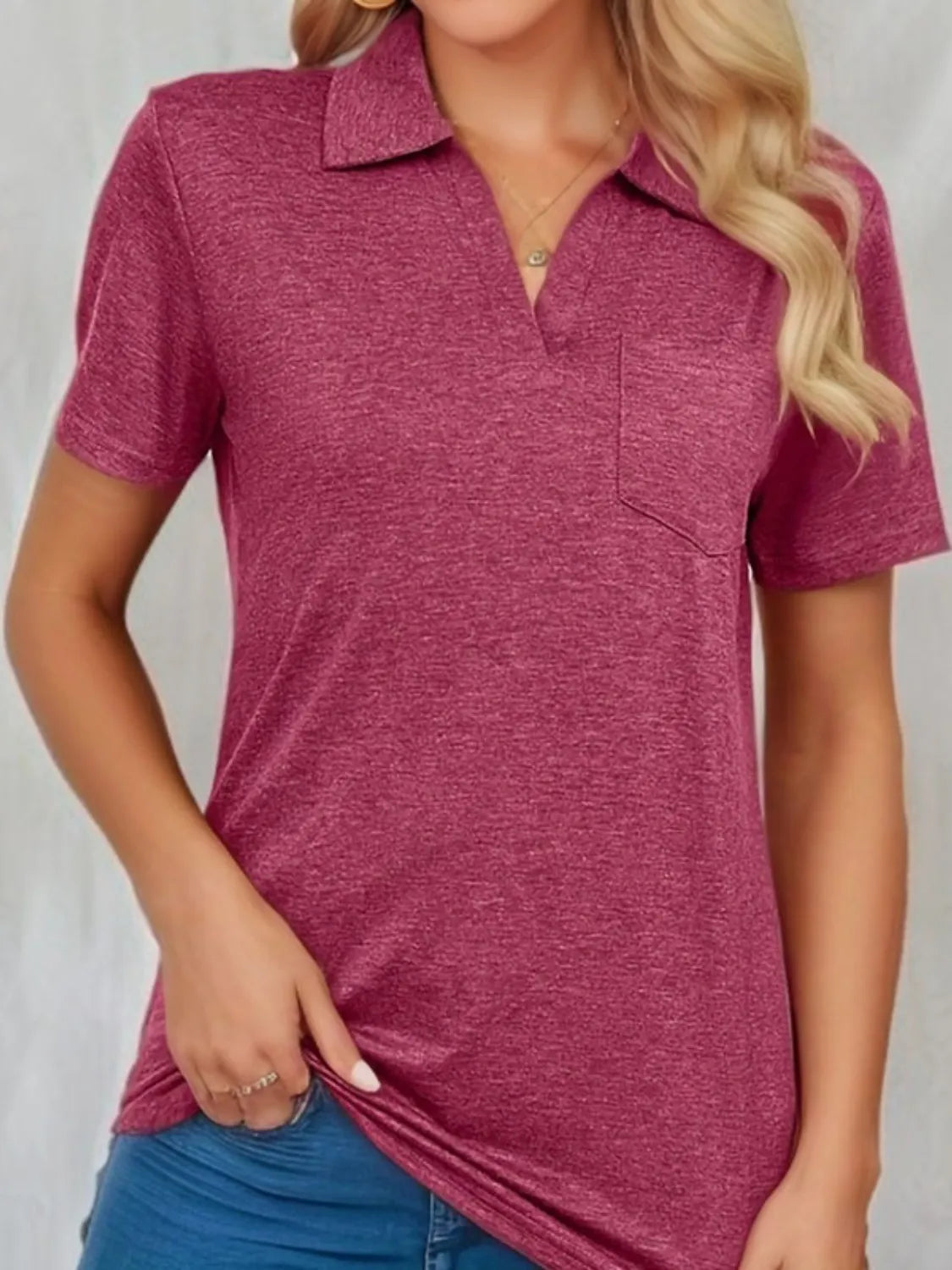 Johnny Collar Short Sleeve Top - Tigbul's Variety Fashion Shop