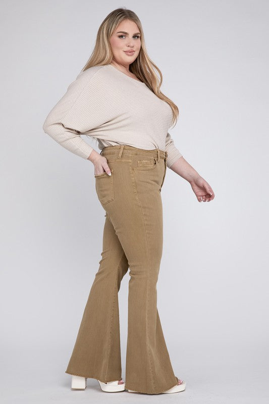 Plus Size High Rise Super Flare Jeans - Tigbul's Variety Fashion Shop