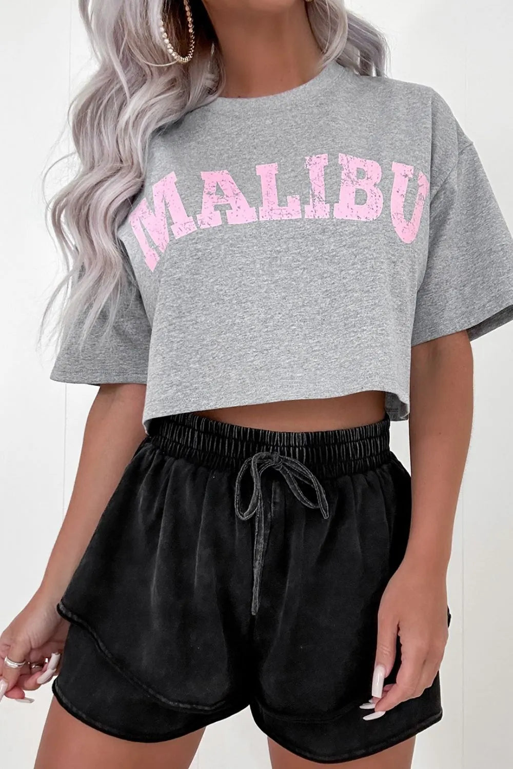 Black Mineral Wash French Terry High Waist Casual Shorts - Tigbul's Variety Fashion Shop
