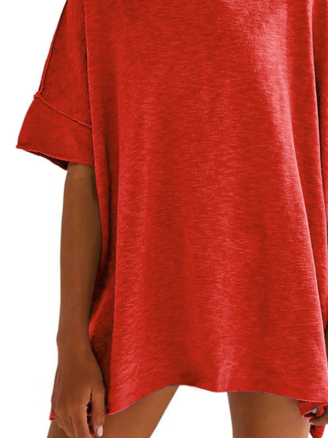 Oversized Round Neck Drop-Shoulder T-Shirt - Tigbul's Variety Fashion Shop