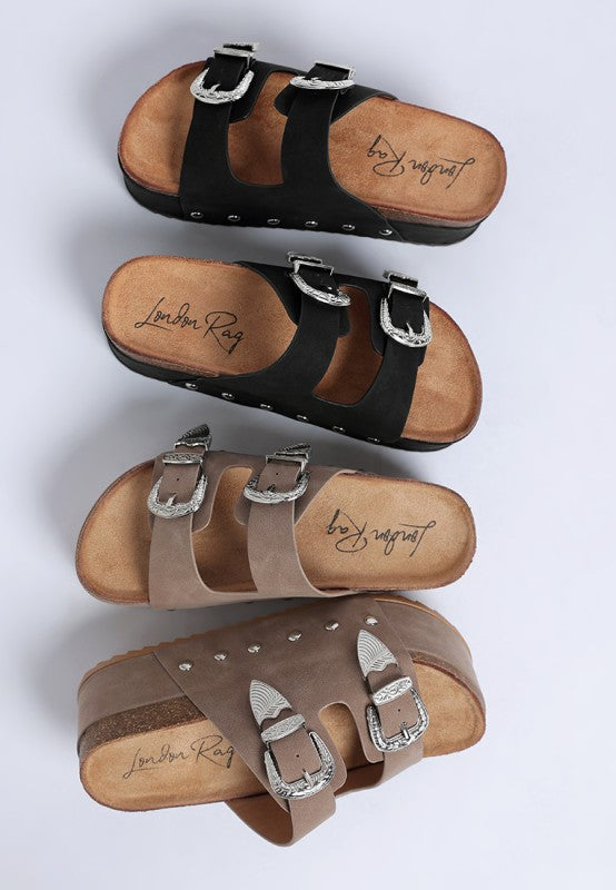 Zaphod Faux Leather Flatform Platform Slip On Sandals - Tigbul's Variety Fashion Shop