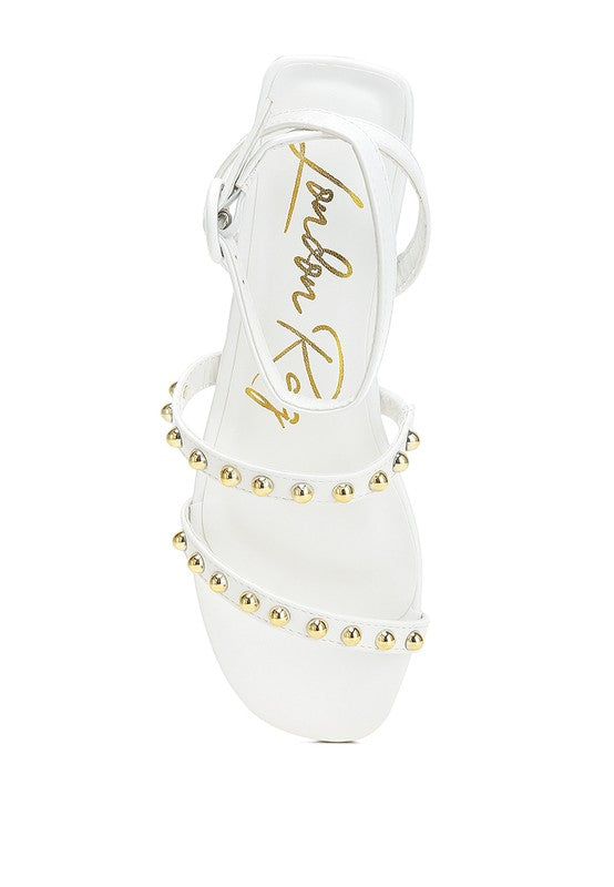 Flippity Studded Ankle Strap Flat Sandals - Tigbul's Variety Fashion Shop