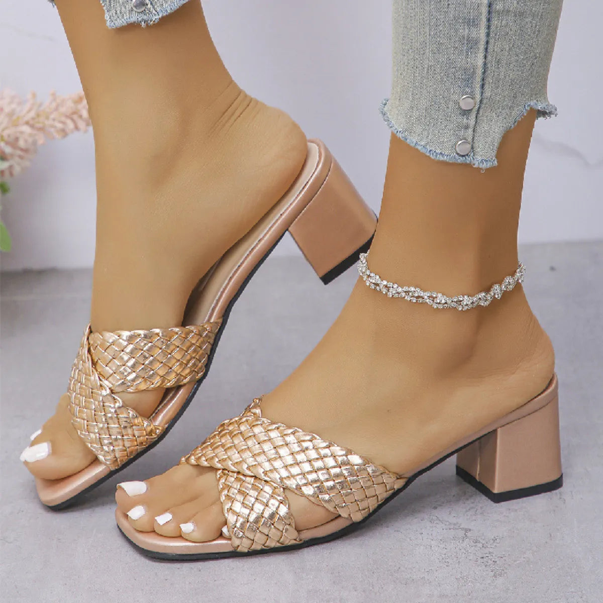 Crisscross Block Heels Sandals - Tigbul's Variety Fashion Shop