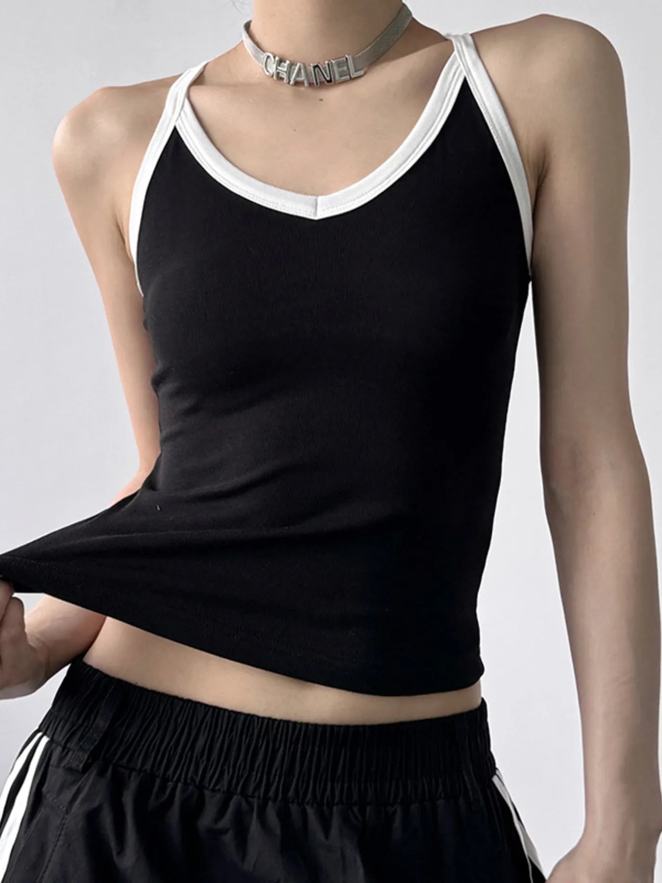 Contrast Trim Cami Top - Tigbul's Variety Fashion Shop