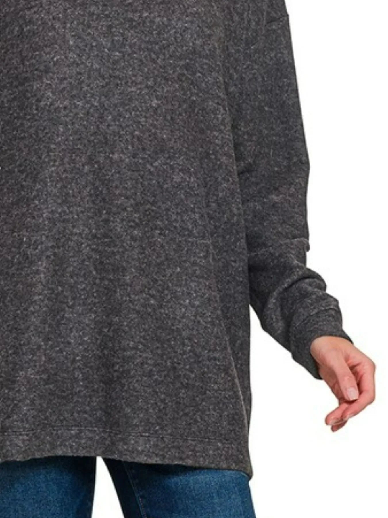 Zenana Hooded Brushed Melange Hacci Sweater - Tigbul's Variety Fashion Shop