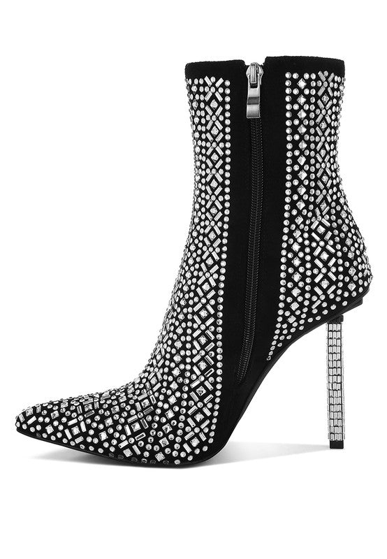 Gem Blaze Rhinestones Stiletto Boots - Tigbul's Variety Fashion Shop