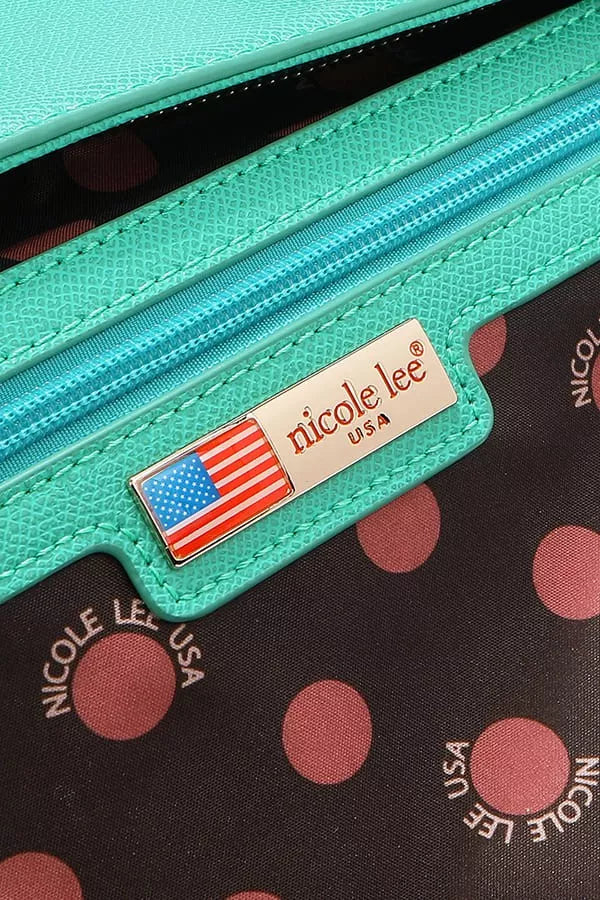 Nicole Lee USA Monogram Pattern Handbag with Rhinestones Decor - Tigbul's Variety Fashion Shop