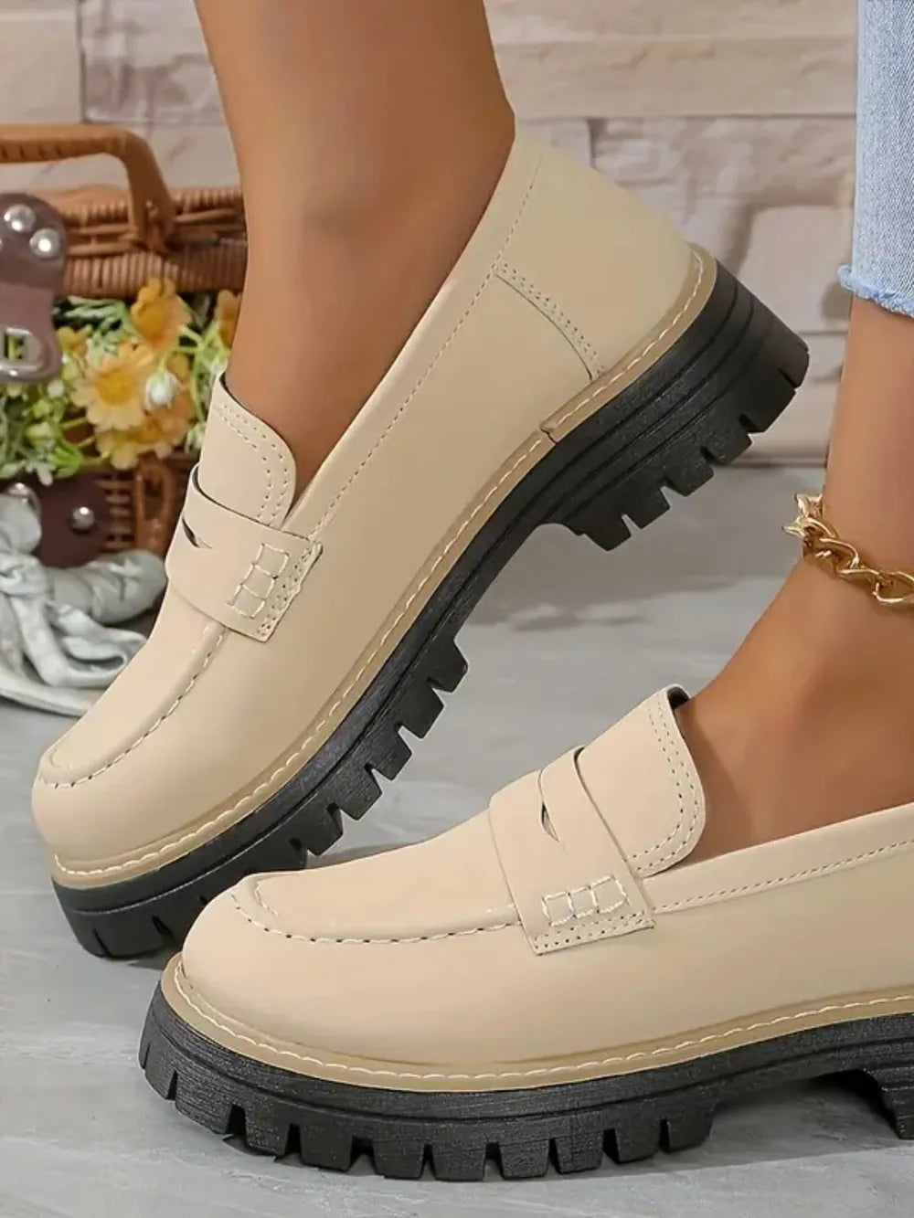 Round Toe Platform Loafers - Tigbul's Variety Fashion Shop