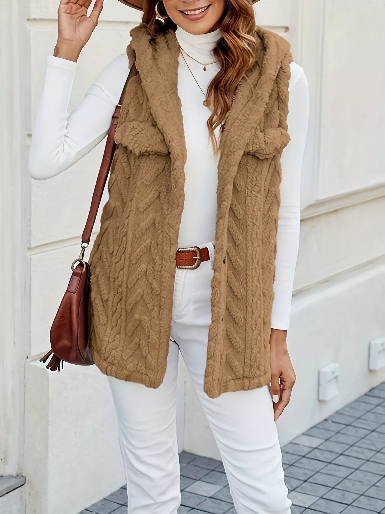 Button-Front Hooded Vest Coat - Tigbul's Variety Fashion Shop