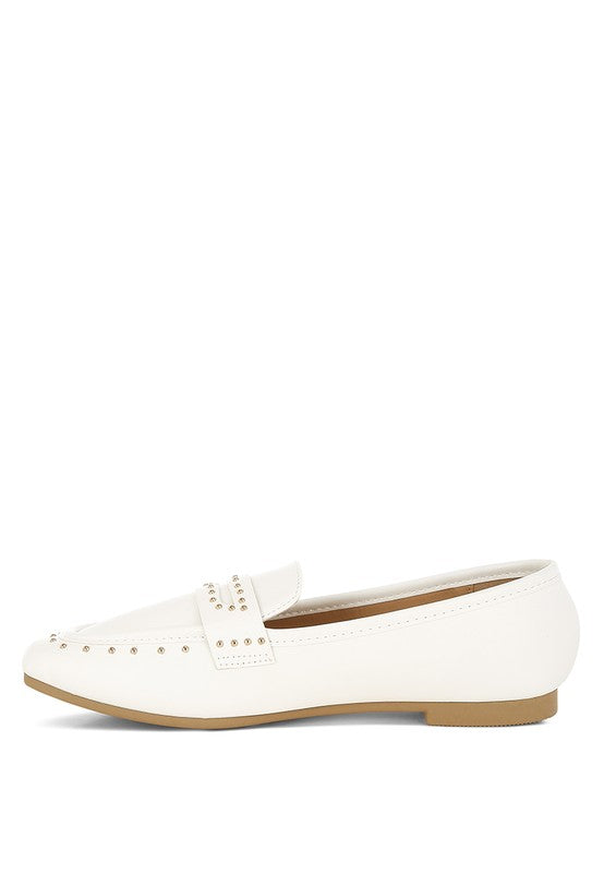 Dorlina Studded Faux Leather Loafers - Tigbul's Variety Fashion Shop