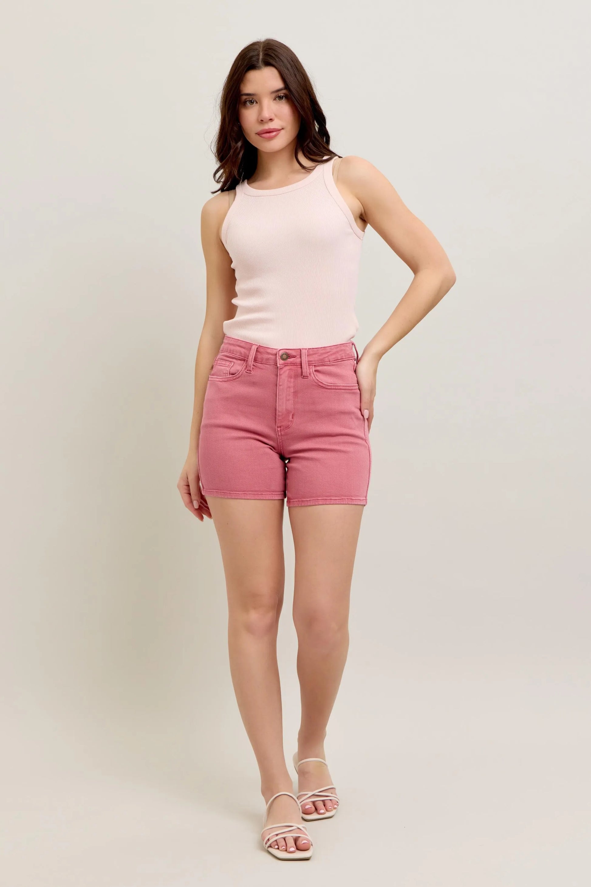 Judy Blue Pink Back Pkt Embroidery Shorts - Tigbul's Variety Fashion Shop