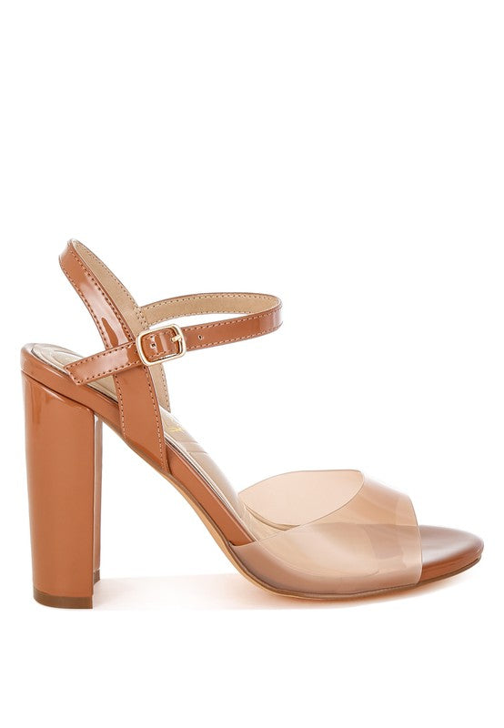Kessel Tinted Clear Strap Block Heel Sandals - Tigbul's Variety Fashion Shop