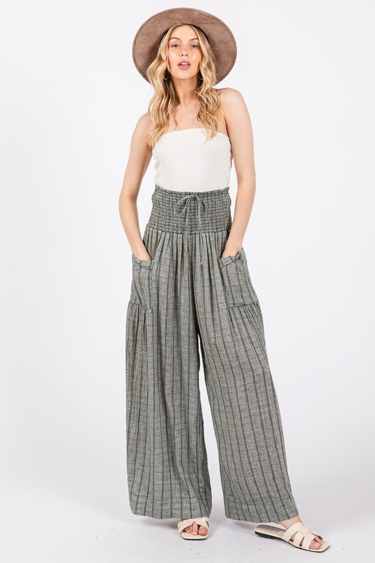 SAGE + FIG Cotton Gauze Wash Stripe Pants - Tigbuls Variety Fashion