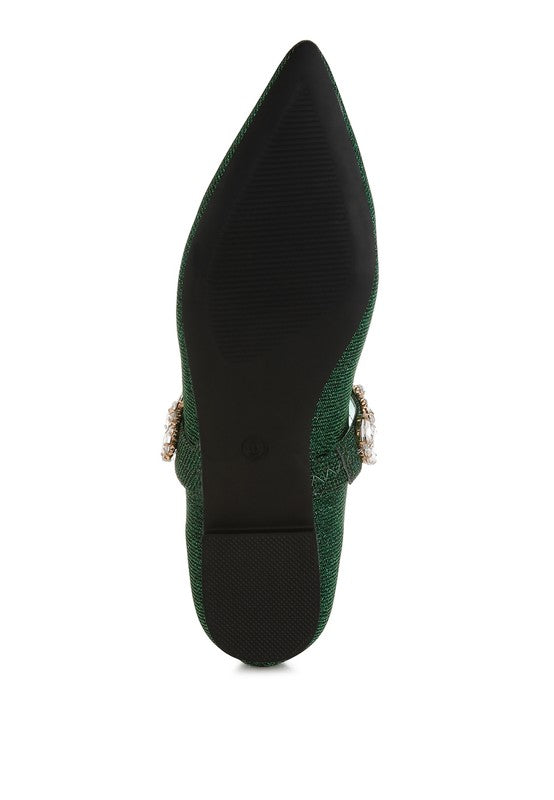 Flavia Diamante Brooch Glitter Ballerinas - Tigbul's Variety Fashion Shop