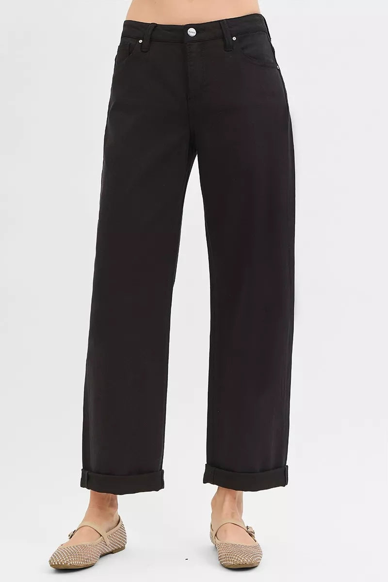RISEN Tummy Control Mid Rise Ankle Barrel Relaxed Baggy - Tigbul's Variety Fashion Shop