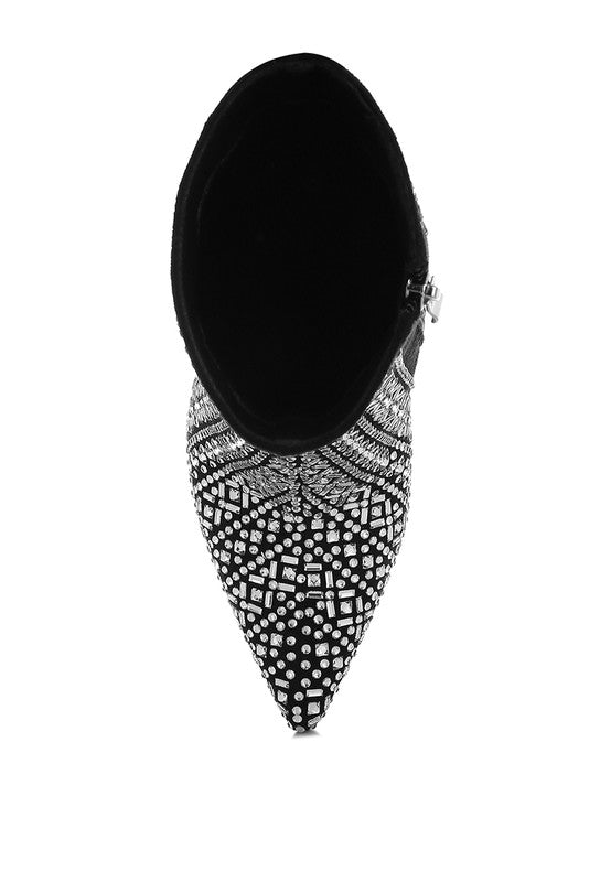 Gem Blaze Rhinestones Stiletto Boots - Tigbul's Variety Fashion Shop