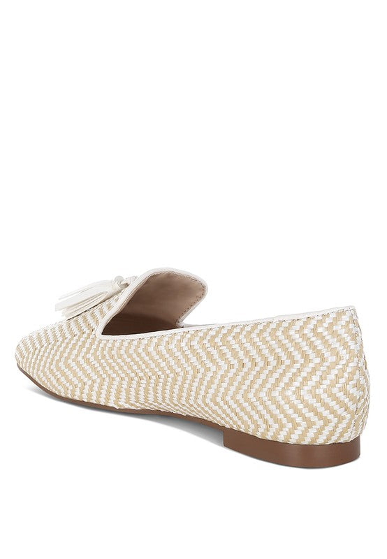Dara Raffia Tassels Detail Loafers - Tigbul's Variety Fashion Shop