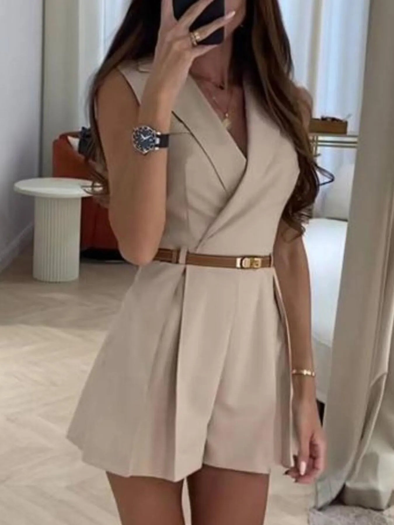 Solid Sleeveless Surplice Romper - Tigbul's Variety Fashion Shop