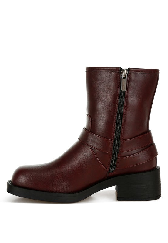 Caribou Harness Detail Biker Boots - Tigbul's Variety Fashion Shop