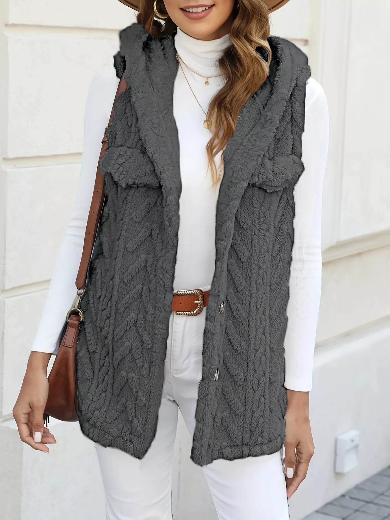 Button-Front Hooded Vest Coat - Tigbul's Variety Fashion Shop