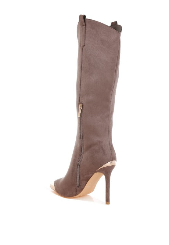 Ridda Metallic Cap Toe Denim Boots - Tigbul's Variety Fashion Shop