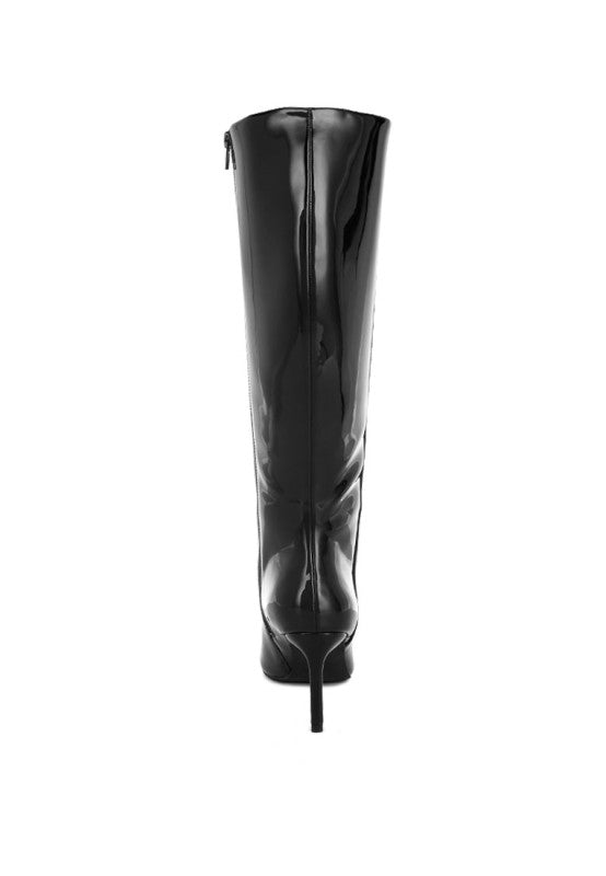 Warley Patent Faux Leather Calf Boots - Tigbul's Variety Fashion Shop