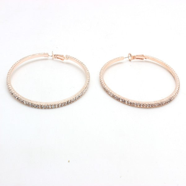 RHINESTONE HOOP EARRINGS - Tigbul's Variety Fashion Shop