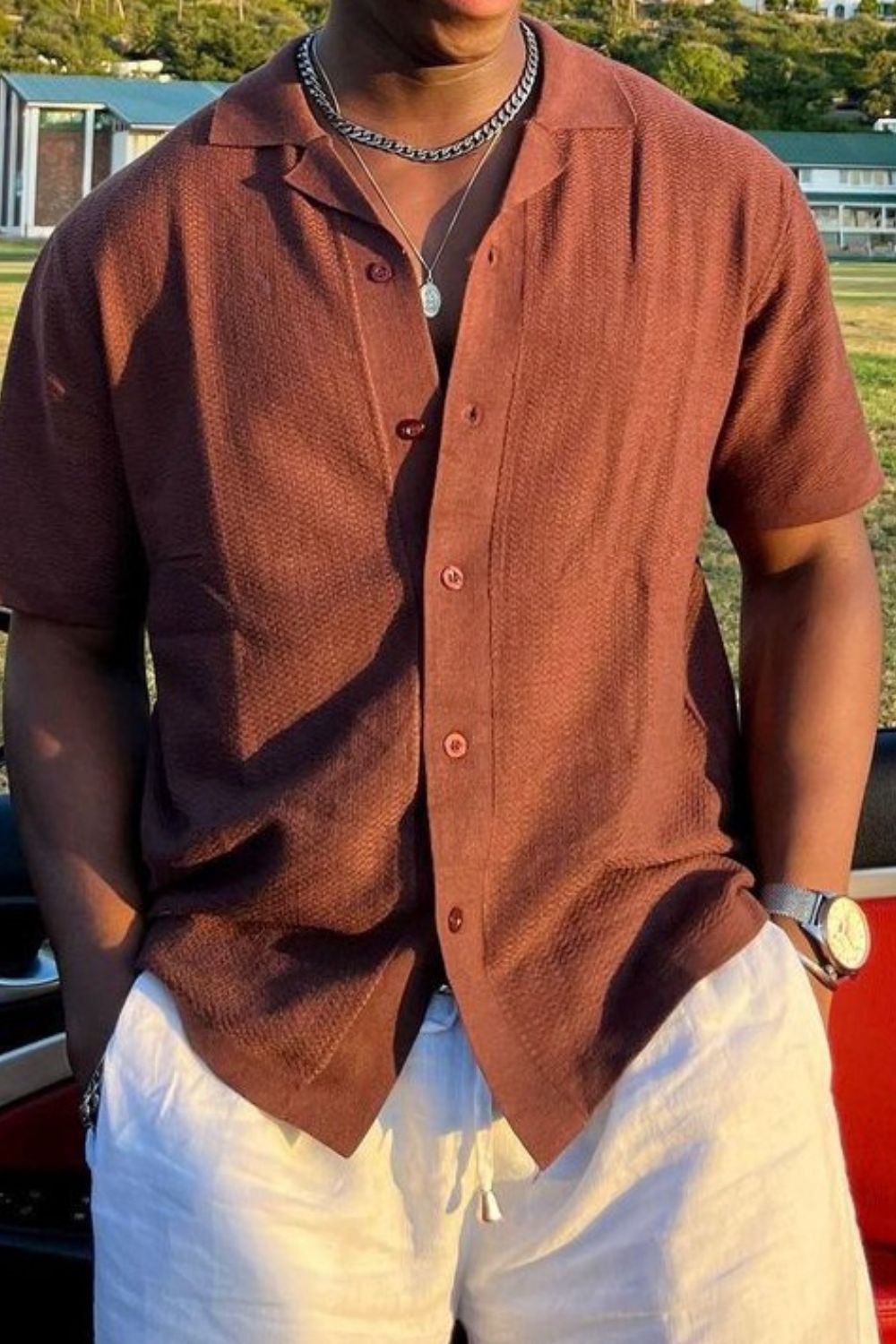 Men's Plus Size Button Down Short Sleeve Shirt - Tigbul's Variety Fashion Shop
