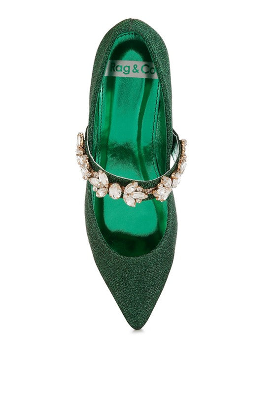 Flavia Diamante Brooch Glitter Ballerinas - Tigbul's Variety Fashion Shop