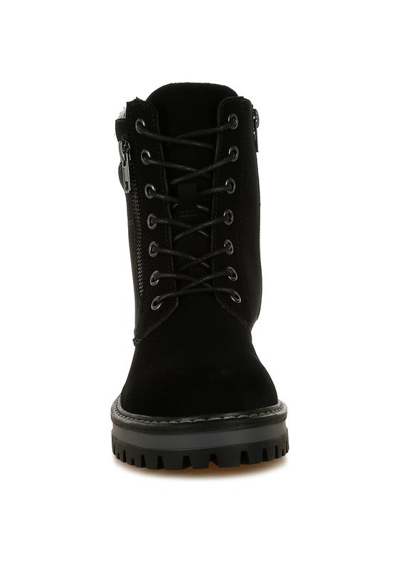 Mahisha Knitted Collar Zip-Up Hiker Boots - Tigbul's Variety Fashion Shop